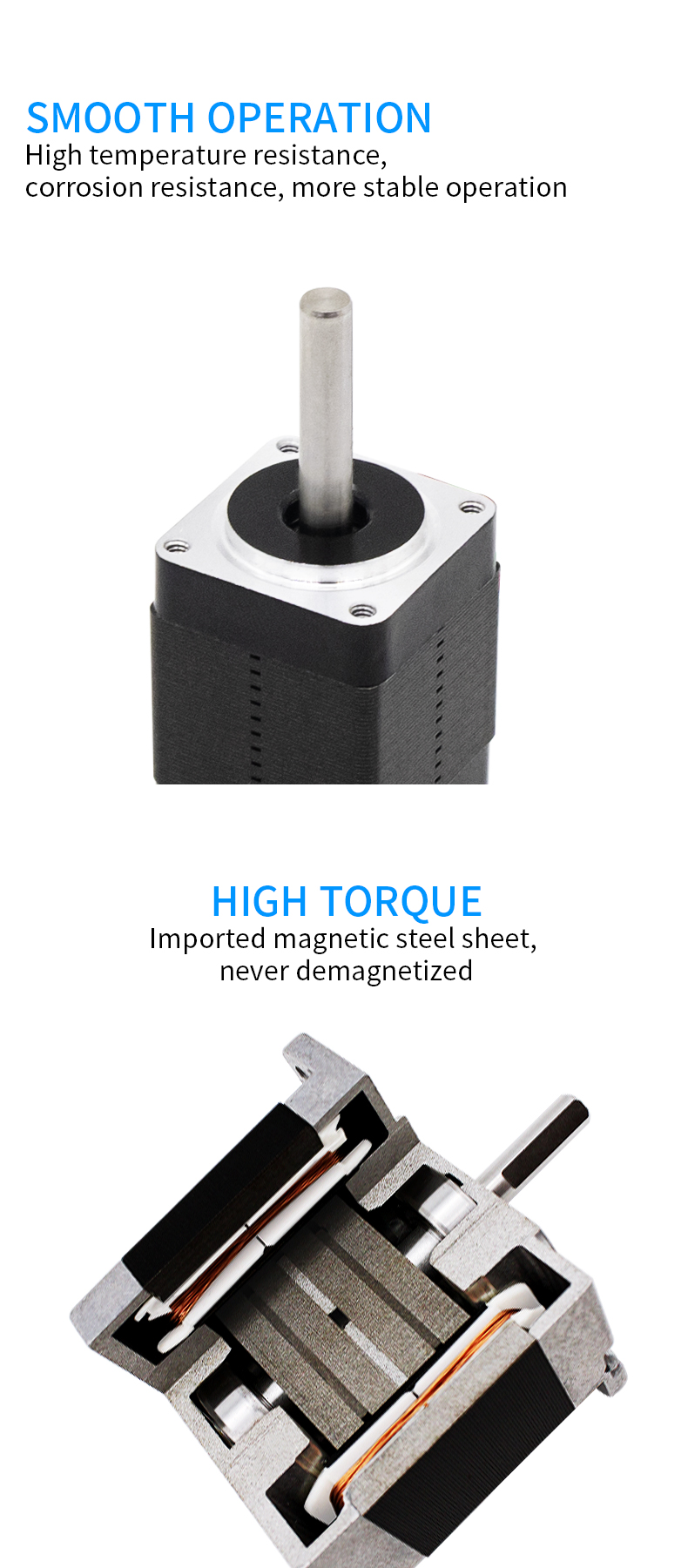 Nema 8 1.8 Step Square Rotary Hybrid Stepper Motor Single Phase Temperature Rise 80Cmax