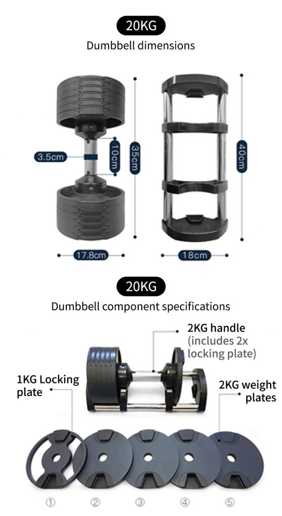 20KG 32Kg Free Weight Training Gym Weights Set Adjustable Weight Dumbbells