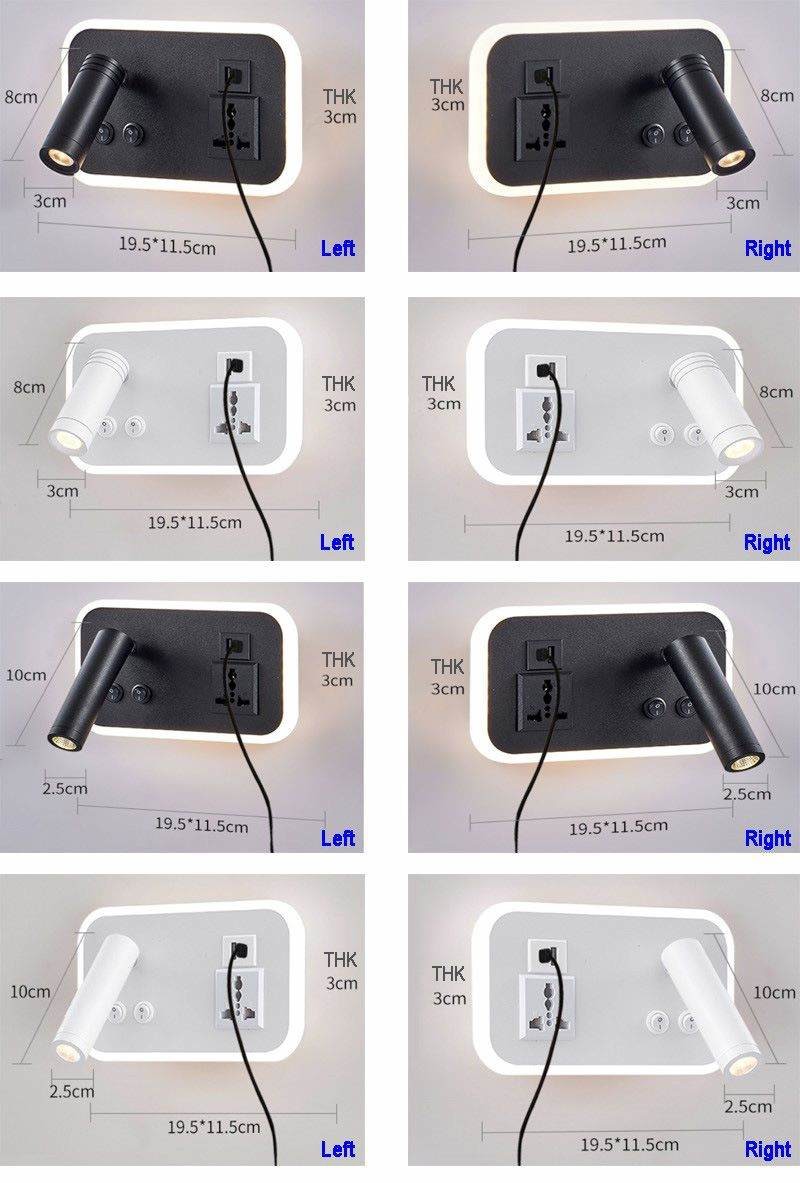 Multifunctional hotel villa apartment reading wall lamp USB Type-C wireless charger socket bedside light bedroom lamp
