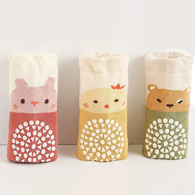 Cute Cartoon Pattern Custom Knee High Socks Cotton Non Slip Baby Stockings