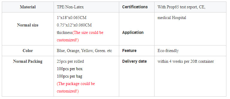 Teveik Factory Latex Free TPE material Medical Disposable Colorful Elastic Tourniquet Portable