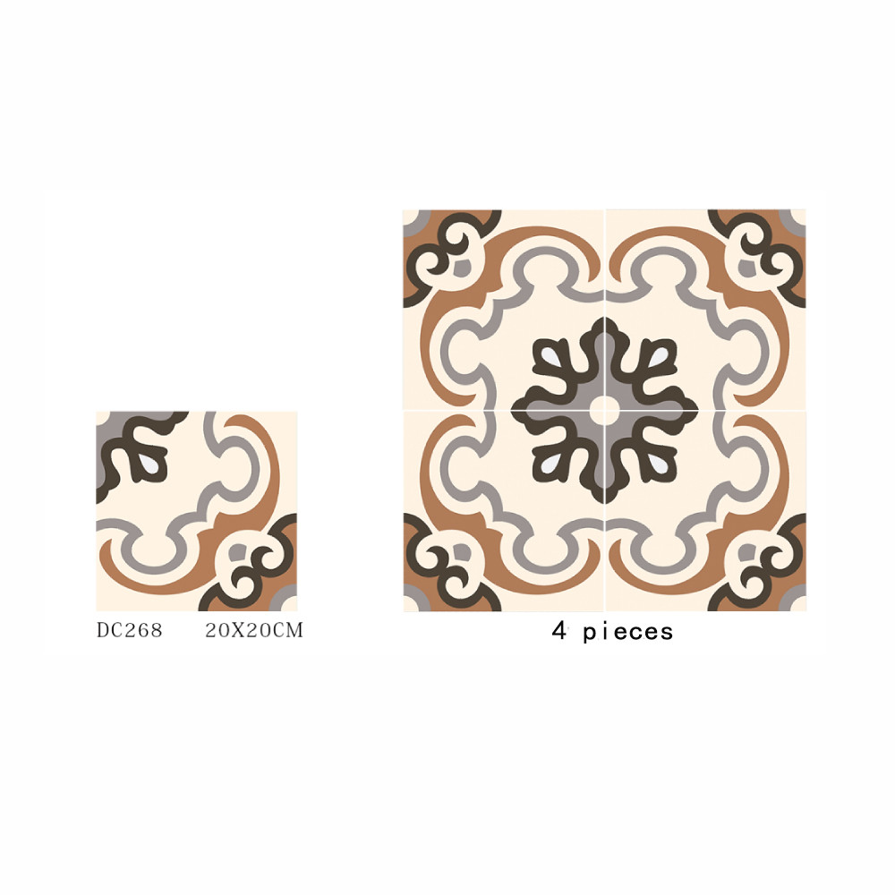 Firebrick Flower Brown And Gray 20x20cm Floor And Wall Ceramic Rustic Tiles For Bathroom And Kitchen
