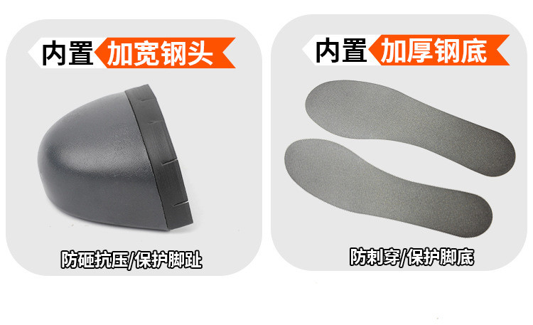 Security Work Boots Oxford Cloth Safety Boots PU Injection Sole Steel Plate Anti-proof Work Shoes For Men
