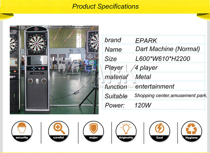 Metal Material Coin Operated Electronic Dart Machine For 4 Players