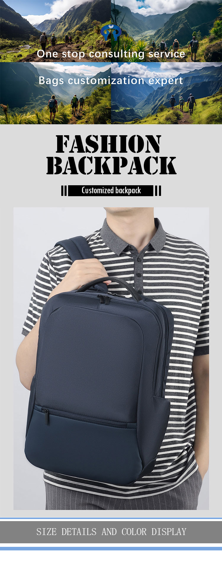 OEM Men's Work Backpack With Laptop Compartment , Waterproof Business Backpack