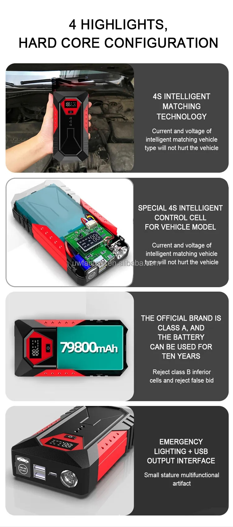 12v Portable Jump Starter For Rechargeable Batteries 28000mAh Multi-Function Power Bank With AC400V Rated Output Voltage
