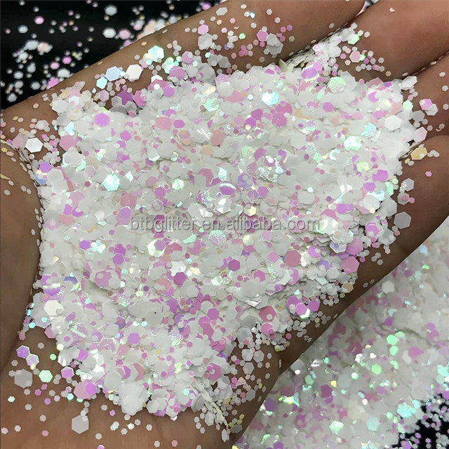 Customized Colors Avaliable Bulk Polyester Glitter Powder for Shaped Heart Star Moon Dot Chunky Mix