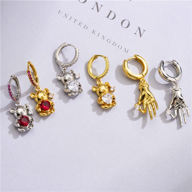 Little Bear Sterling Silver Crystal Jewelry Diamond Crystal Earrings OEM ODM