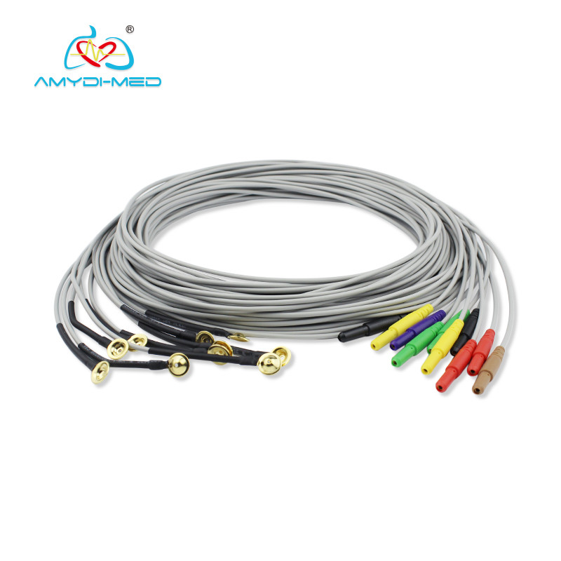 1.2m / 1.5m Length EEG Electrode Cable Light Grey Color With Super Durability
