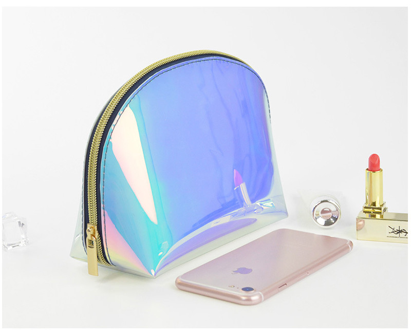 Transparent TPU Toiletry Washable Iridescent Holographic Bag