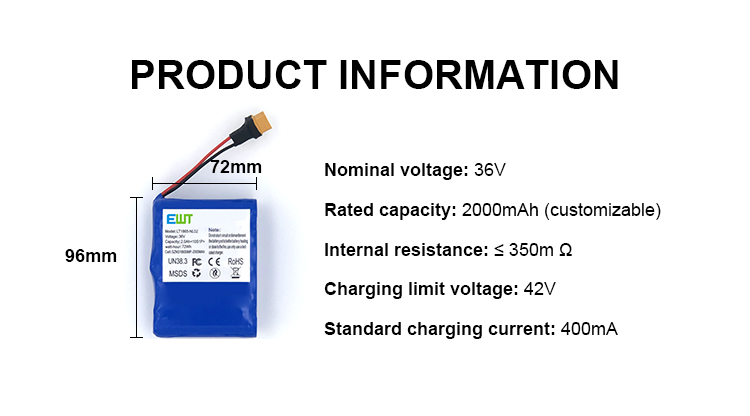 36V balance car battery 36V 2Ah lithium battery for children's car