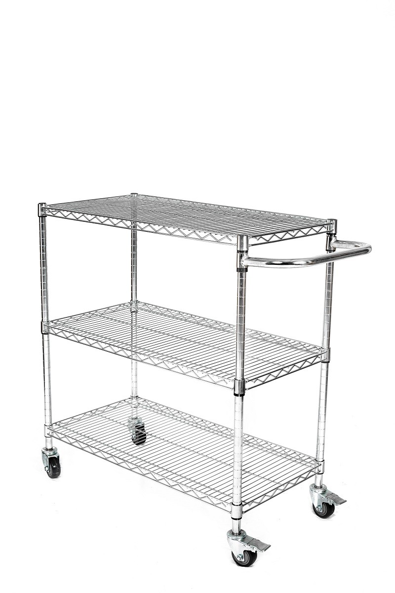 Customized Stainless Steel ESD Wire Shelf Trolley Cart Mesh Storage Antistatic Wire Trolley