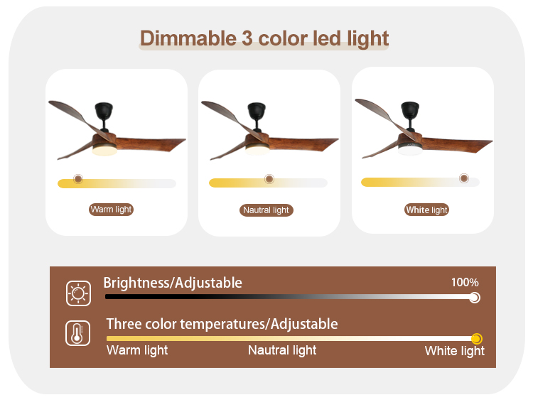 110-240V/50Hz-60Hz LED Ceiling Fan with Remote Control and Wooden Blades by 1stshine