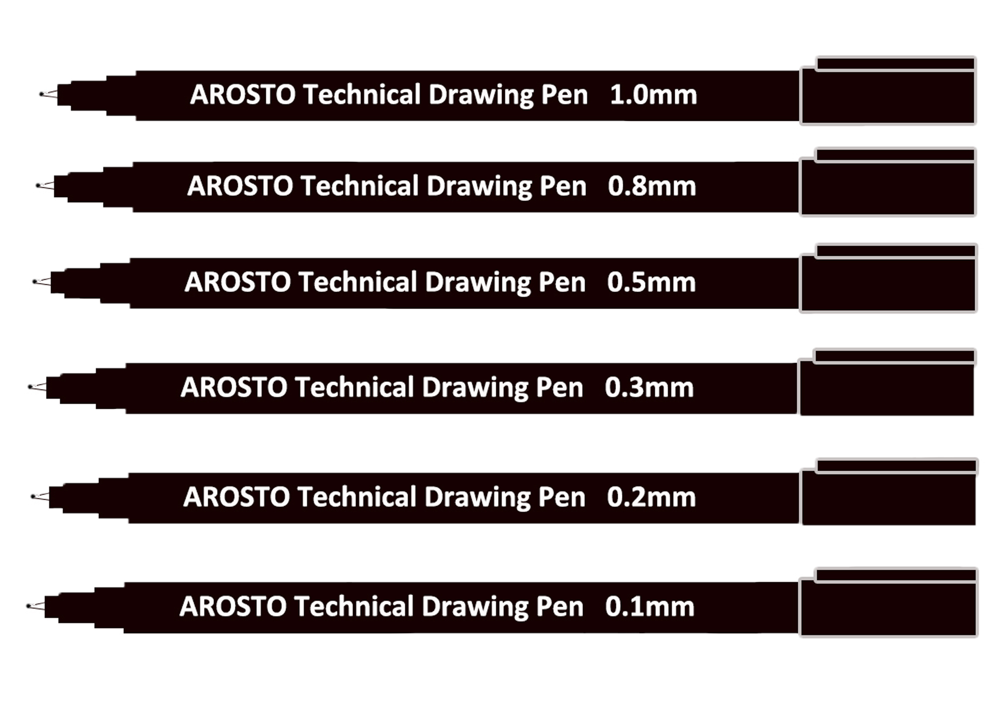 Waterproof and Lightfast Technical Drawing Pens with Pigment Ink and Strong PP Barrel