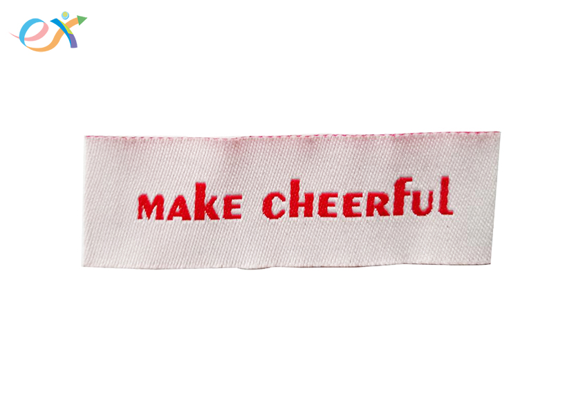 White Color Custom Made Clothing Labels , End Fold High Quality Woven Labels