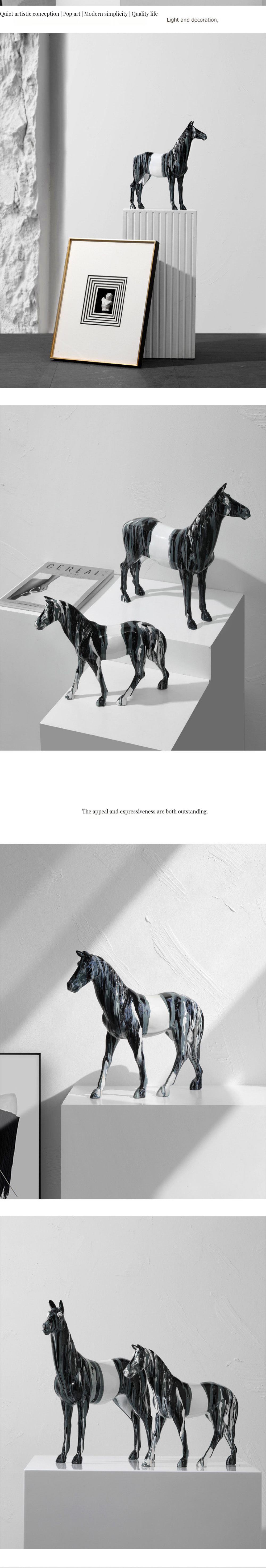 Animal Art Deco Design Resin Sculpture for Home Ornament Nordic Inspired Horse Craft