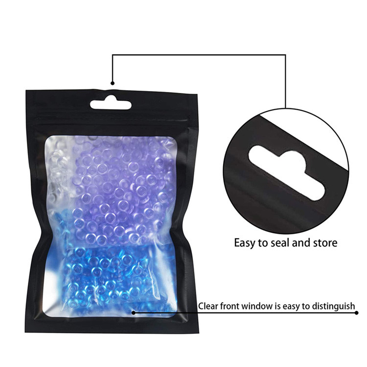 Resealable Smell Proof Candy Black Mylar k Bags With Front Window For Food Storage Coffee Beans, Jewelry Packaging