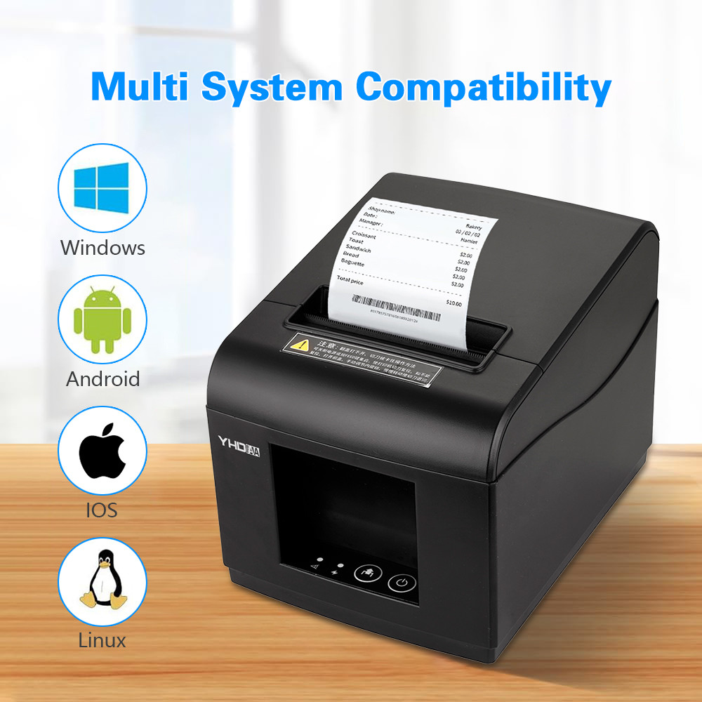 Highly Reliable 80mm Receipt Printer Usb / Lan / Rs232 / Bluetooth / Wifi Interface Machine