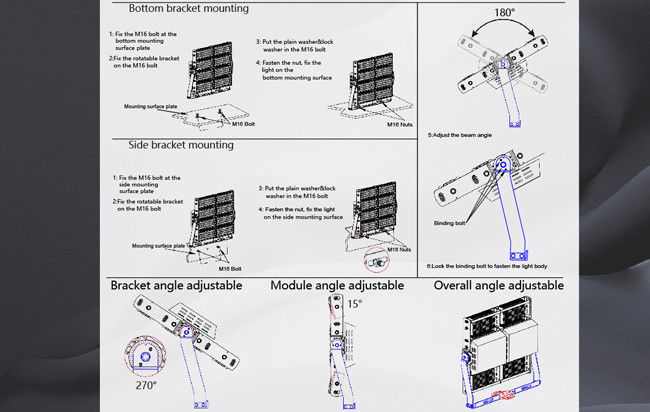 200W 240W Outdoor LED High Mast Light Extruded Aluminum Material High Strength