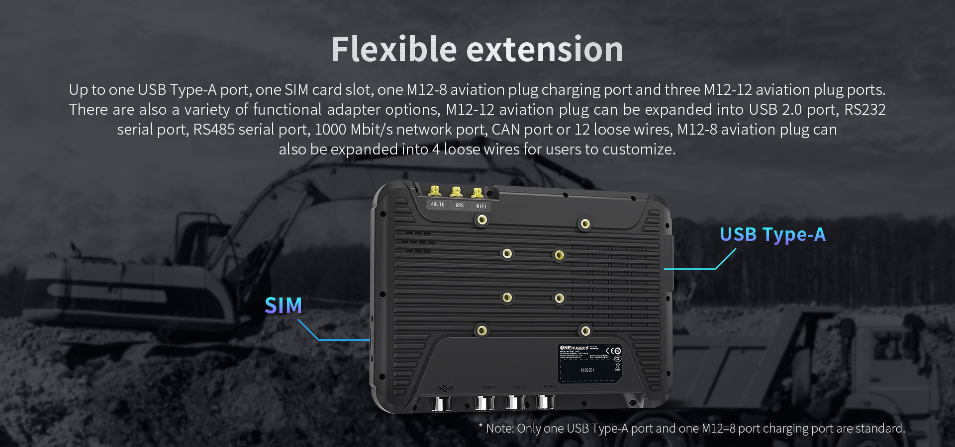 RS485 Capable V80J Rugged Vehicle Tablet with 1000nits Display and Wide Voltage Module