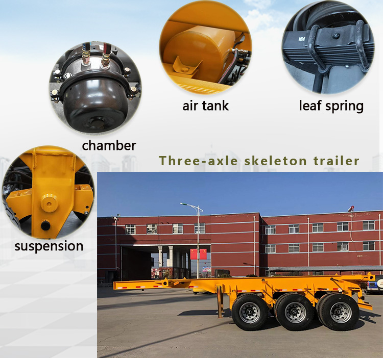 45ft Container Gooseneck Chassis Trailer Skeleton Truck Trailers with 28tons Landing Gear