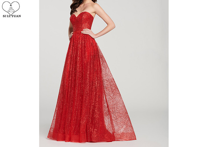 Sweep Train Wedding Bridesmaid Dresses , Sequins Sparkly Maid Of Honor Dress