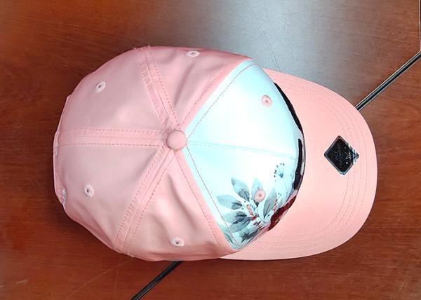 Silk Pink Curve Brim Sequin Baseball Caps Embroidery Logo / Trendy Dad Hats