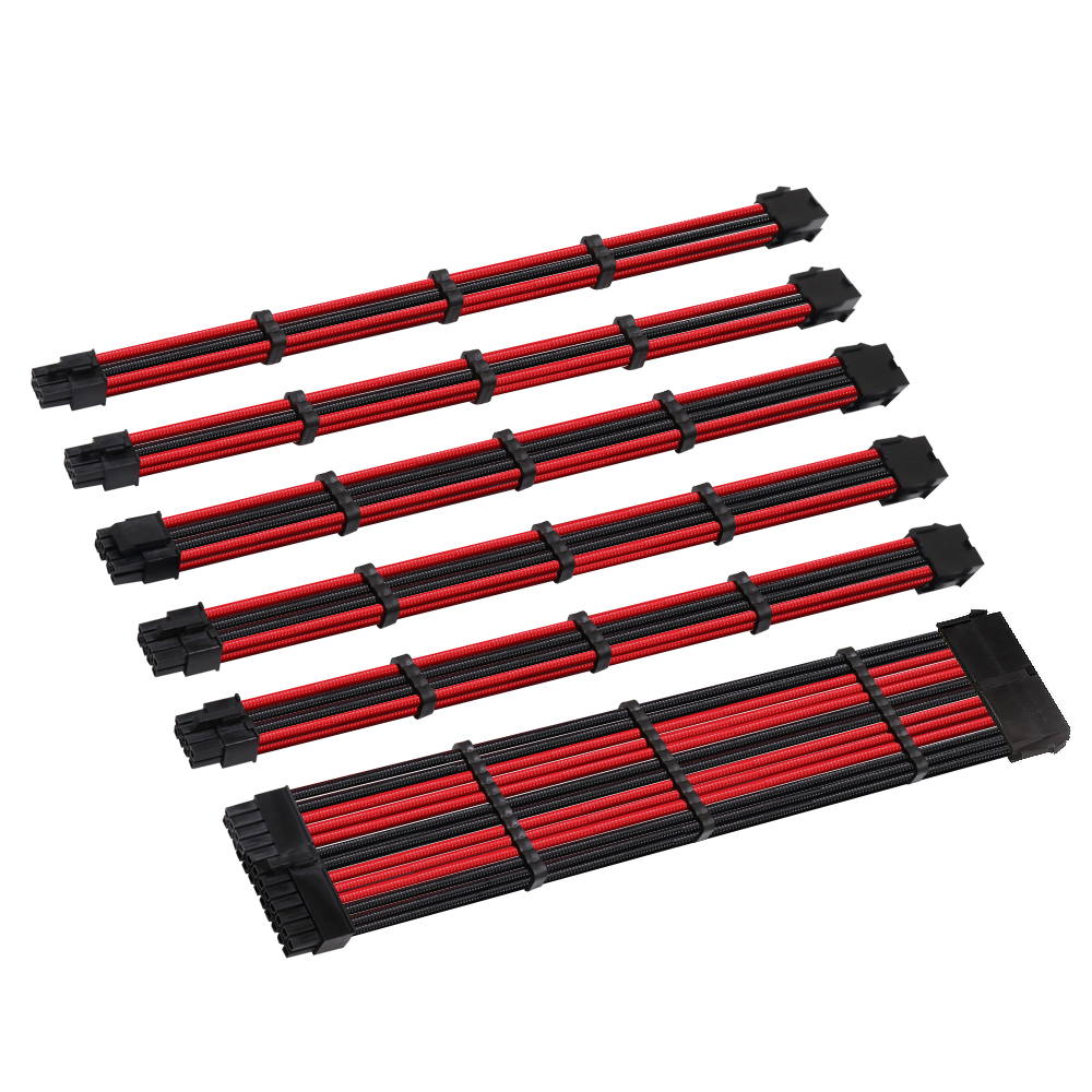 Sleeve Extension Power Supply Cable Kit 18AWG ATX 24P+ EPS 8-P+PCI-E8-P with Combs for PSU to Motherboard/GPU