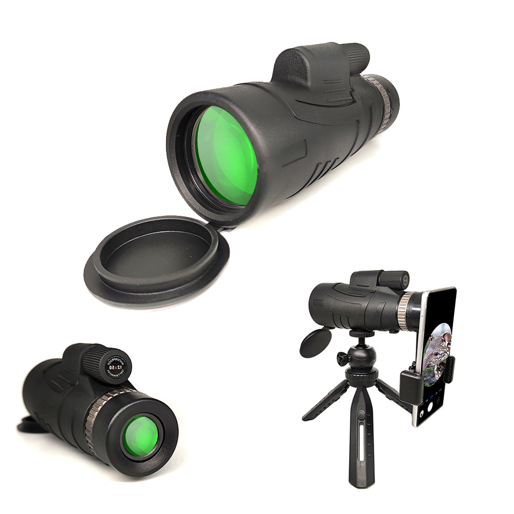HD 12x50 Mobile Phone Telescope Bak4 With Tripod Holder For Outdoor Camping Bird Watching