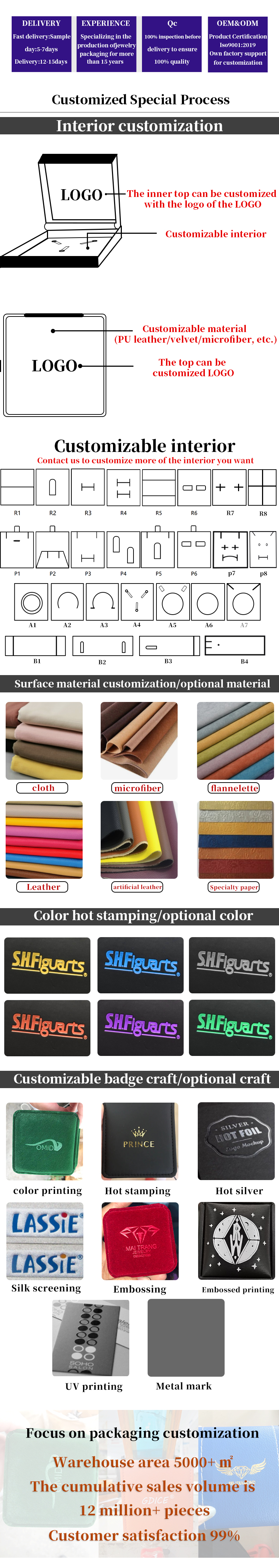 Hanhong Custom Logo Spray Paint Jewelry Packaging Box for Earrings Necklace Ring LED Set