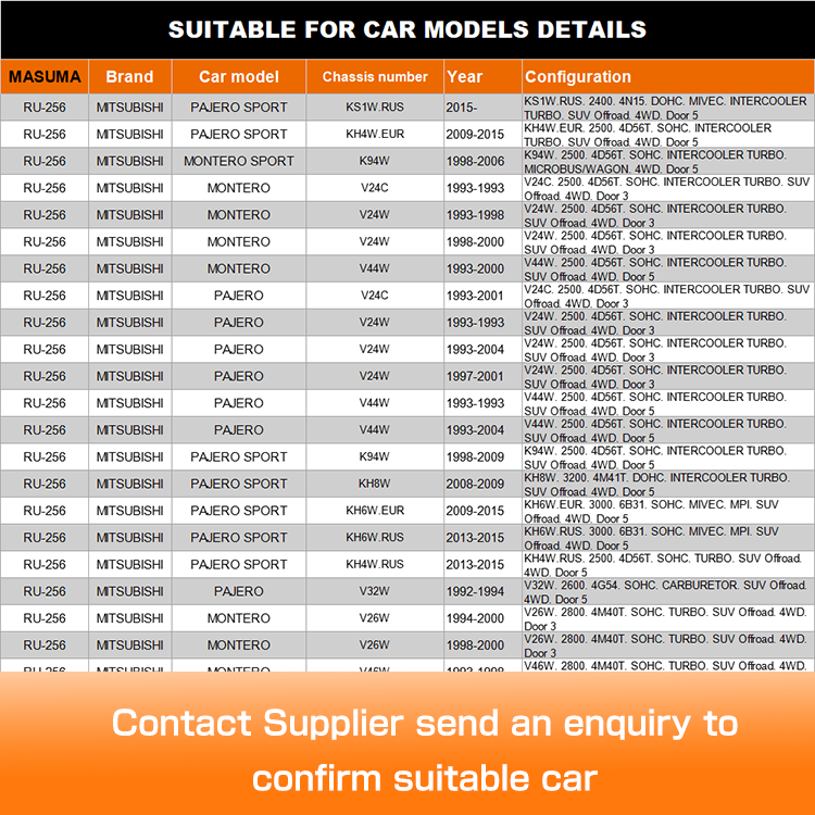 MASUMA Auto Spare Part Bushing for MITSUBISHI CHALLENGER K94W Year 1996 Japanese Car Model