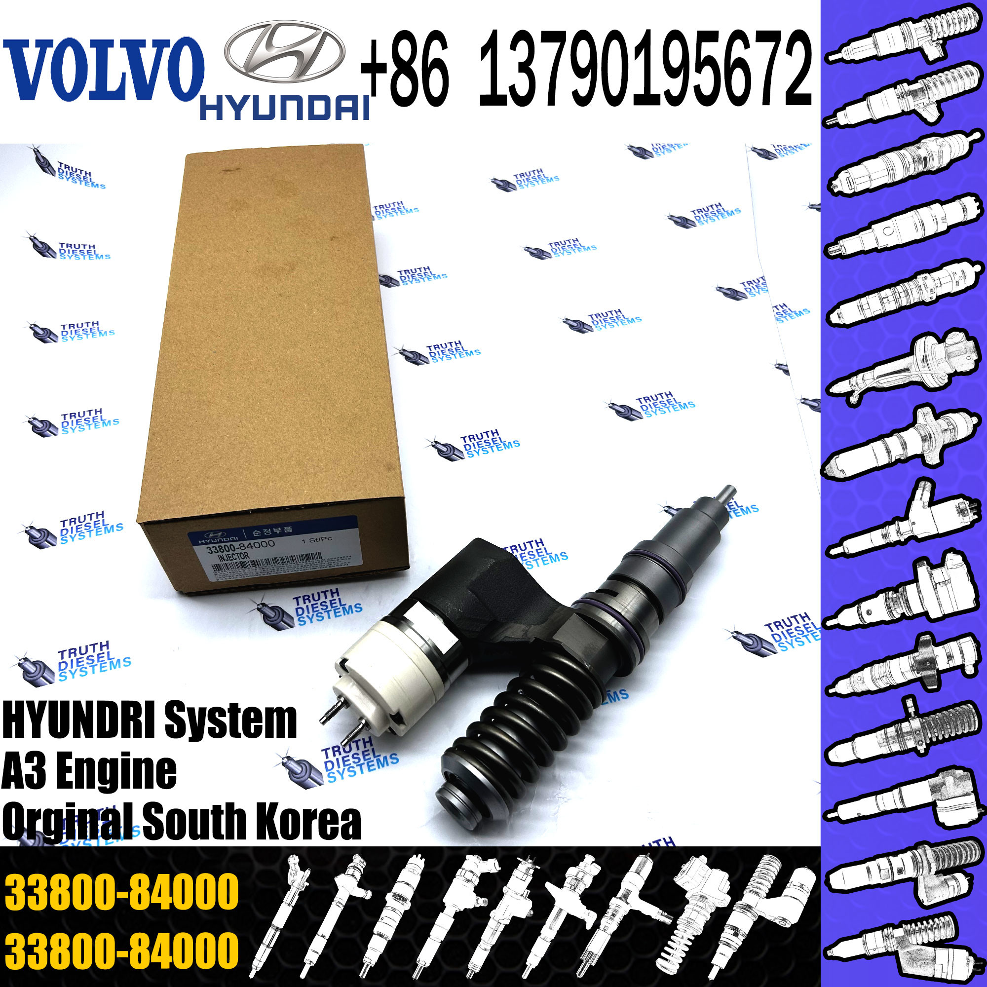 3155040 8113092 1677154 1547287 3964404 ELIC Engine Common Rail Fuel Injector 3964820 8170966 8113411 3169521 33800-8400