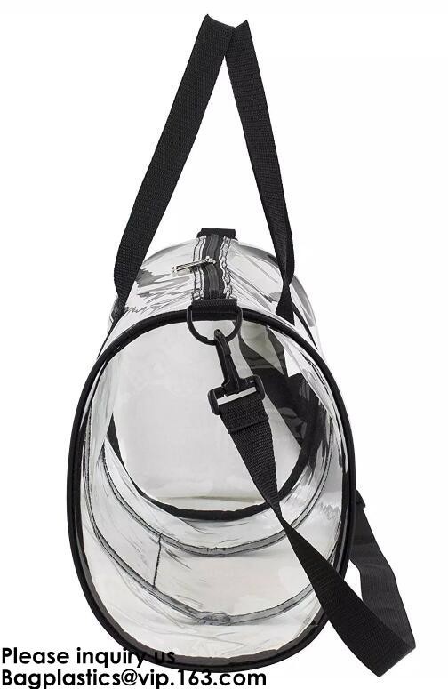 Clear Duffel Gym Bag Transparent PVC Carry Bag With Shoulder Strap,Cosmetic Carry Bag Magnet Pockets Detachable Shoulder