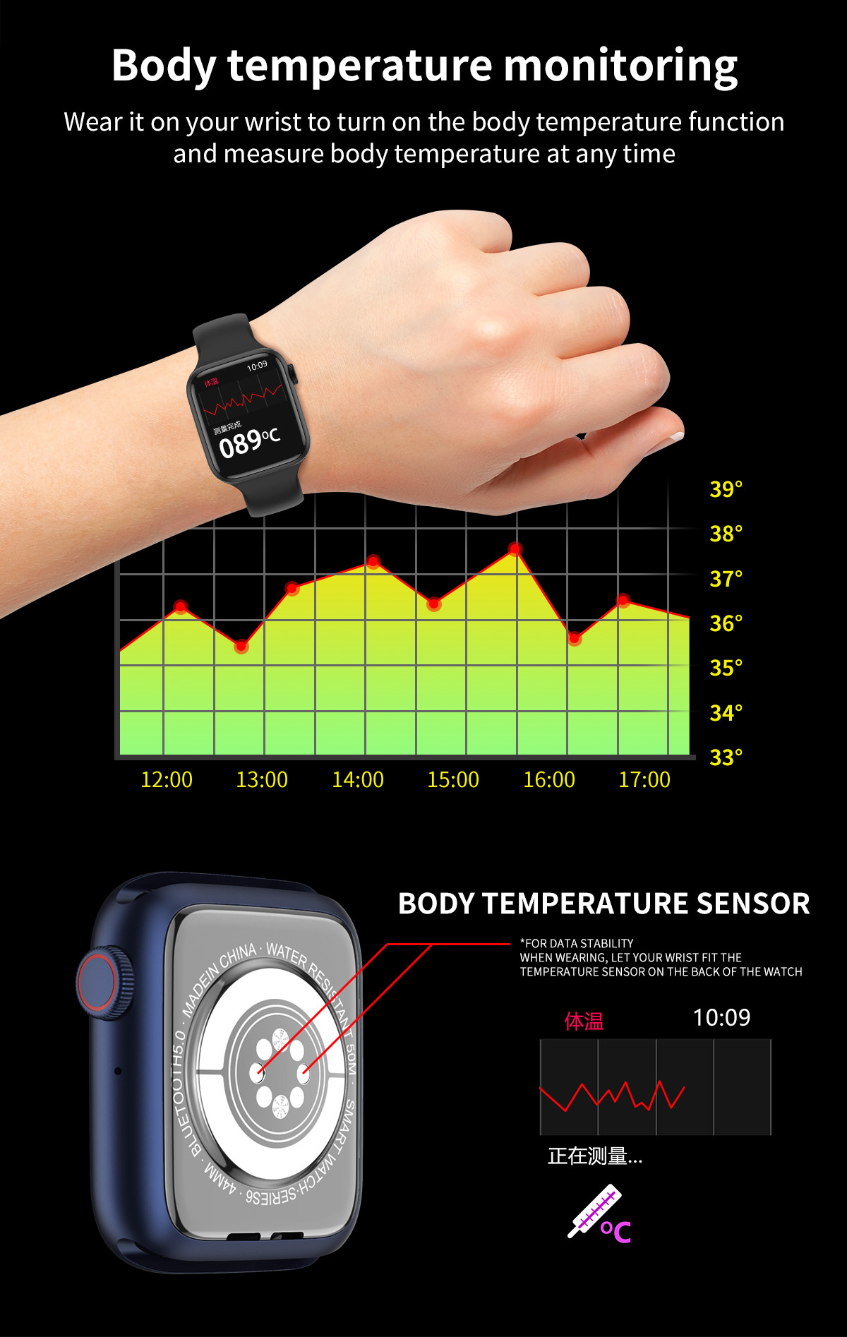 AW9 Heart Rate Blood Pressure Sports Smart Watch Waterproof