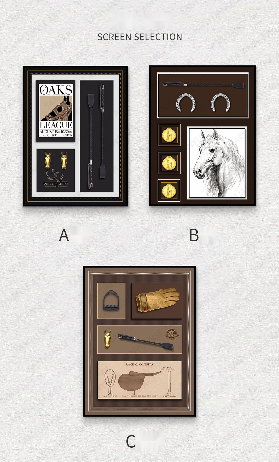 Modern Retro Still Life Pattern Equestrian Mural Creative Building Blocks Wall Decor