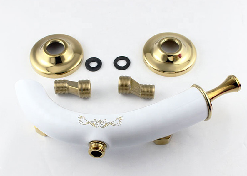 Bathroom Single Handle Bathroom Faucet White Resin Coated Finishing Taps