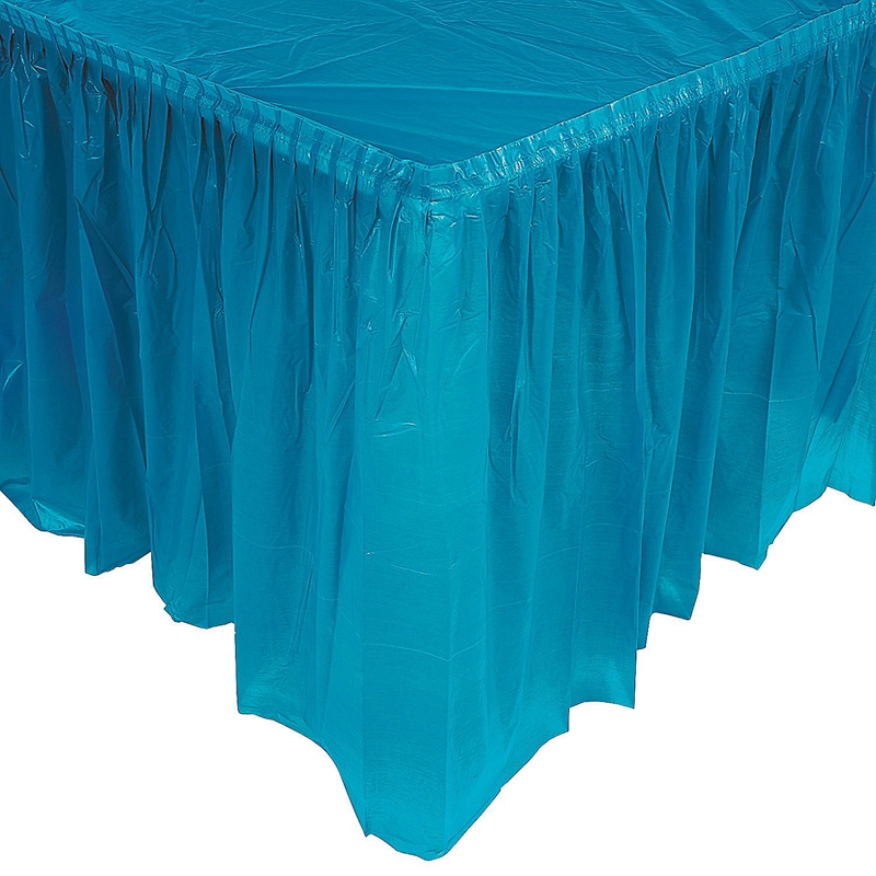 Striped Pattern Polyester Buffet Table Skirting For Wedding / Community Event