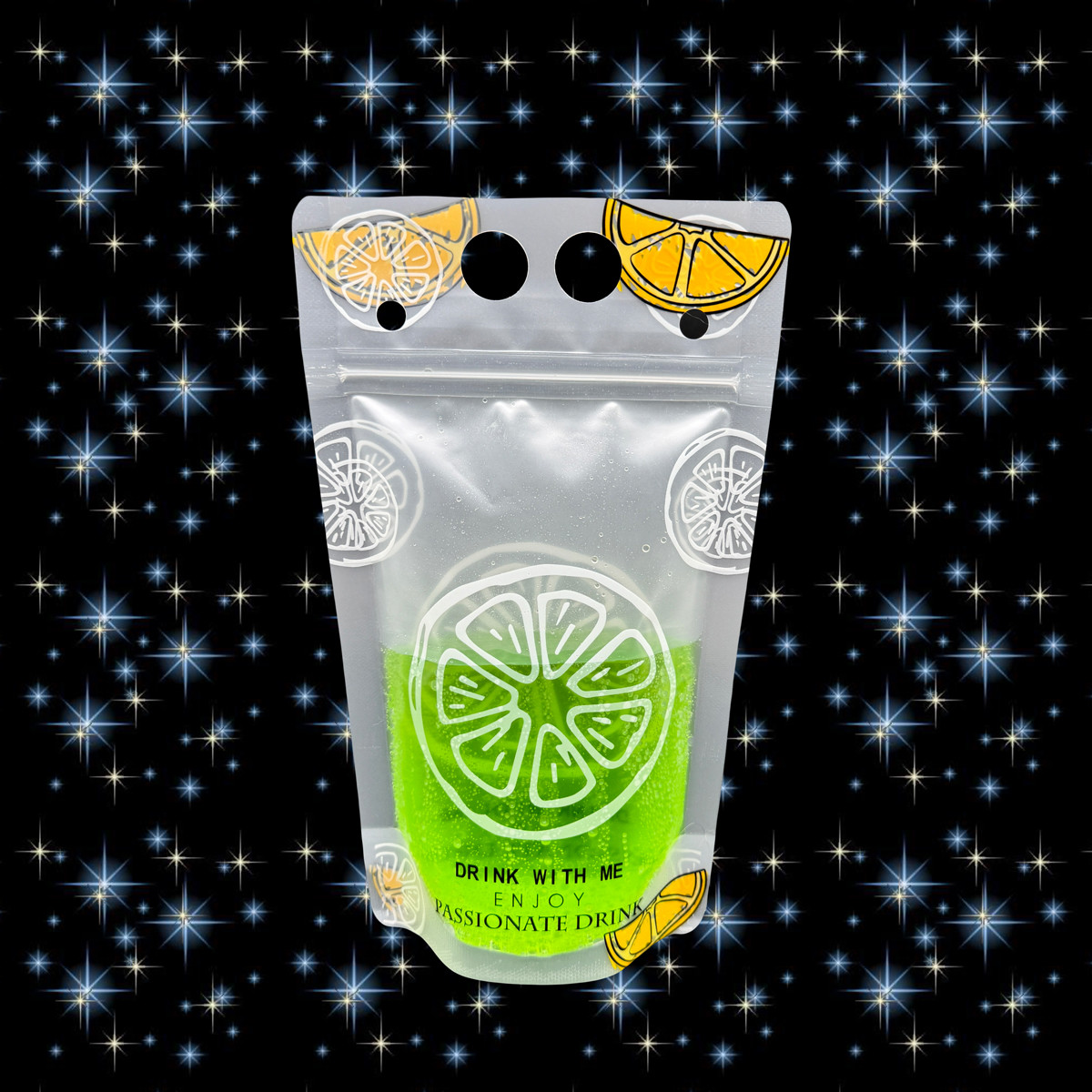 Custom Heavy Duty Hand-Held Matte Translucent Reclosable Stand Up Plastic Drink Pouches Bags with Zipper and Straws