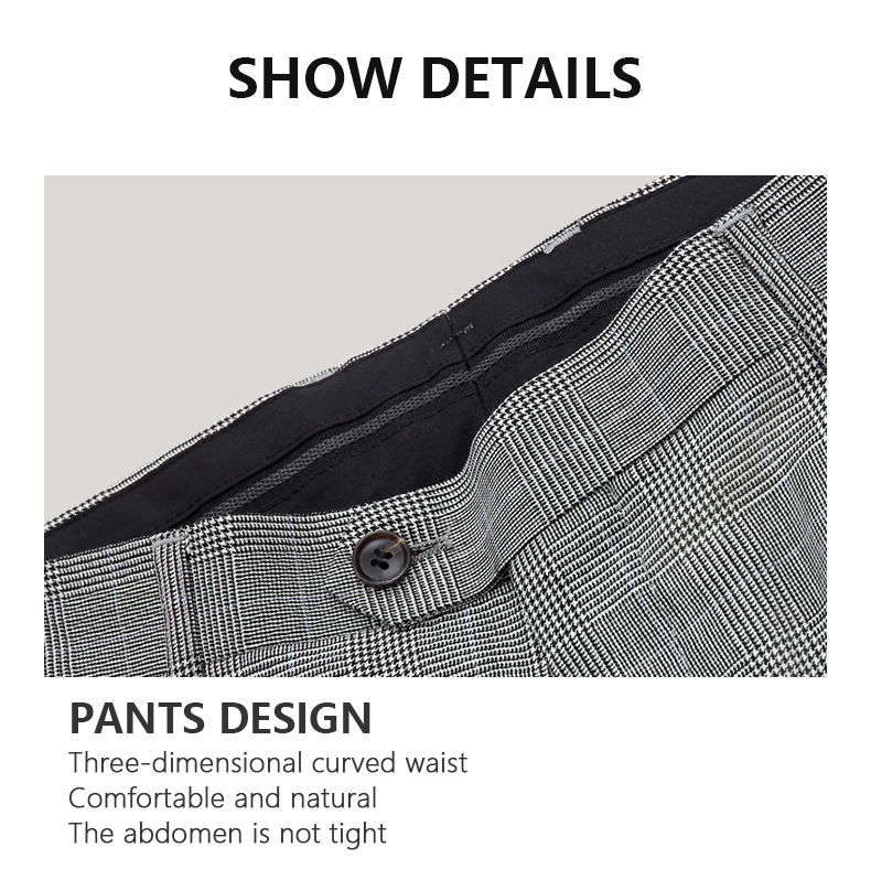 Classic Slim Fit Men's Pants Suit Trousers in Custom Size Wool for Business Casual