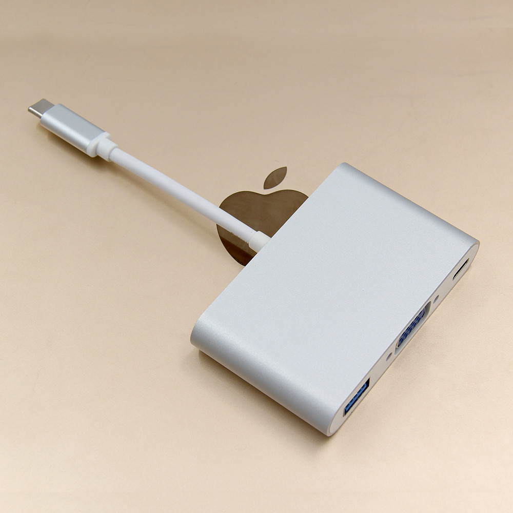 Silver 4K 3.0 USB C Hubs Multiport Adapter Female Converter