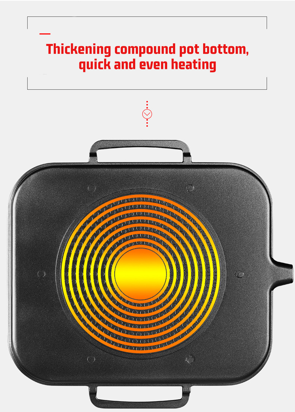 Rectangle Divided Induction Gas Stovetop Grill Pan For BBQ Without Pot Cover