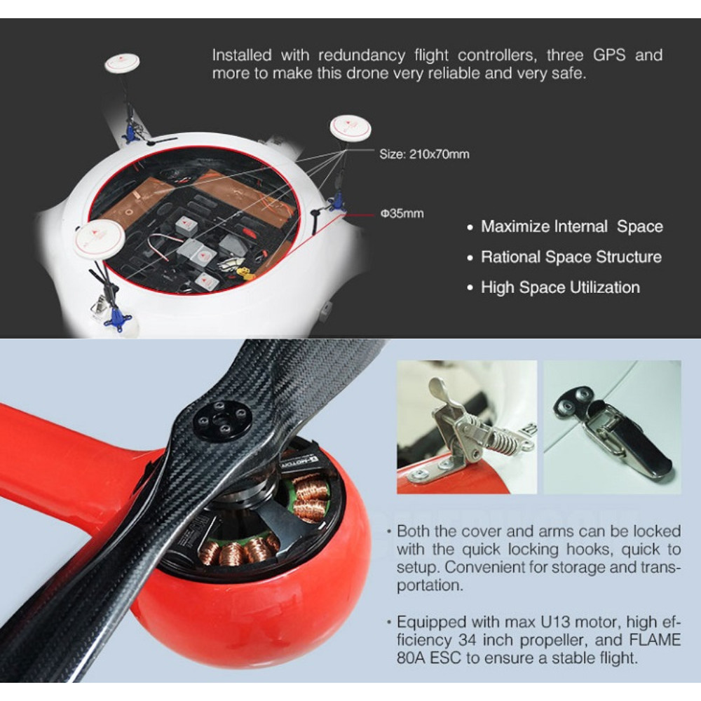 ODM Payload 35KG Thermal Imaging Drone With Auto Tracking 640x512 30X Zoom HX160MP