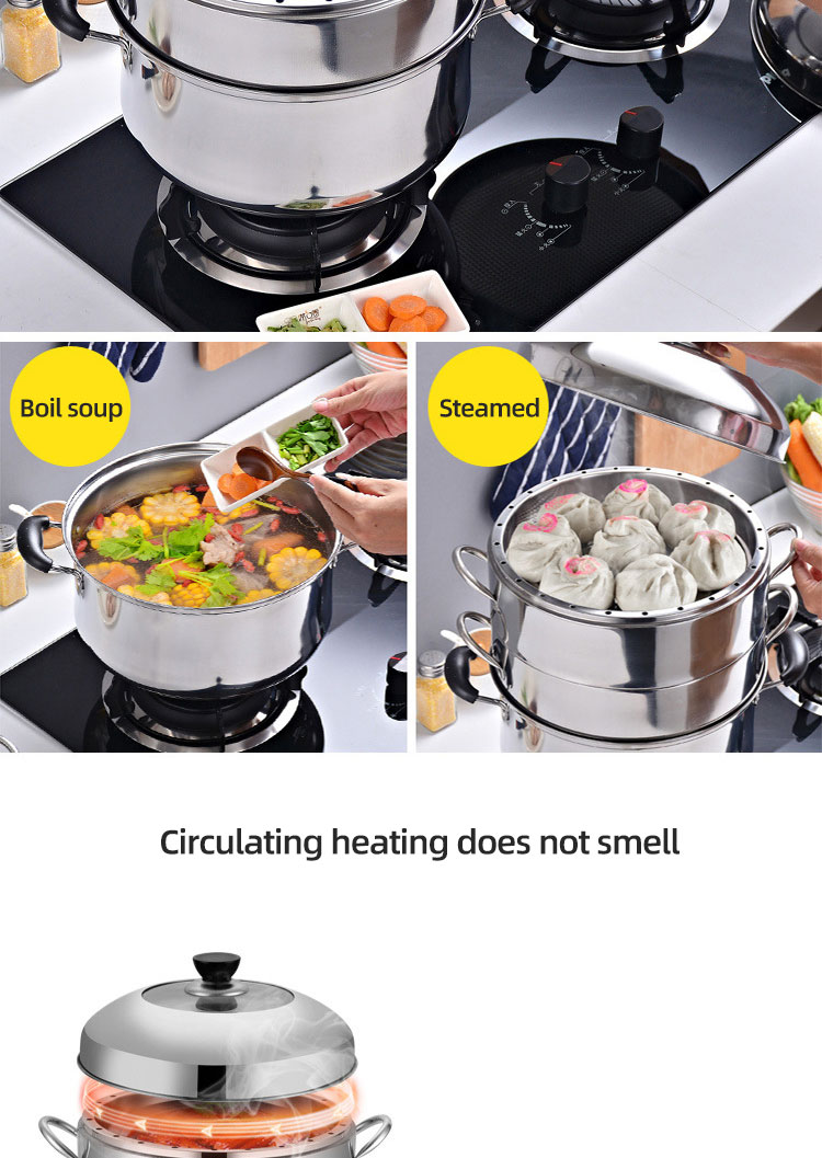 Commercial Cookware Multilayer Stainless Steel Steamer Pot Large Capacity Cooking Pot With SS Lid