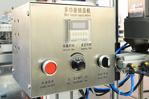 Small cost semi-auto pneumatic tabletop plastic water bottle screw capping machine