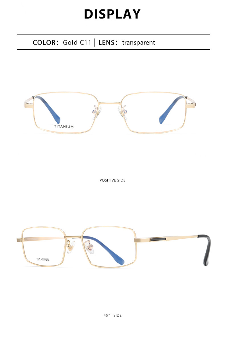 Unisex Square Titanium Eyeglass Frames Electroplated Classical