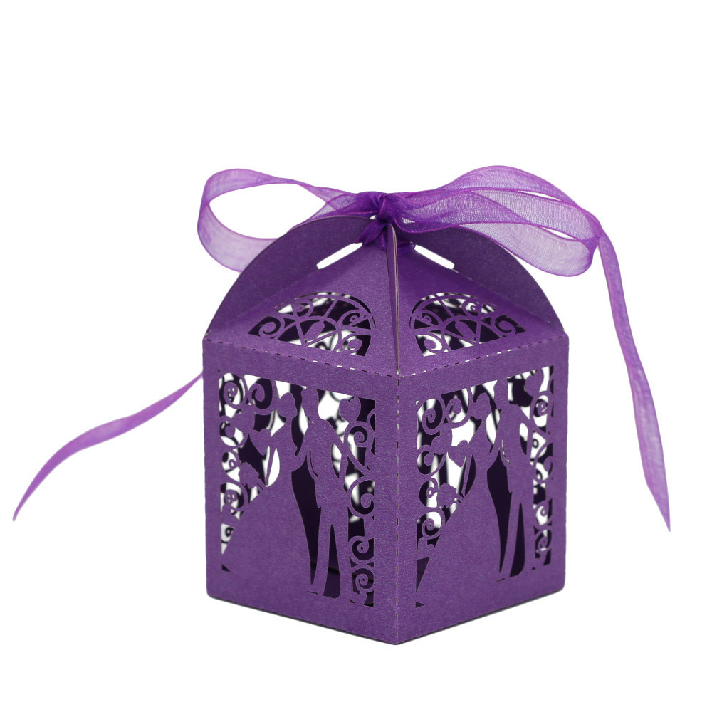 Wedding Small Candy Boxes , Pink Color Mini Paper Gift Box Offset Printing