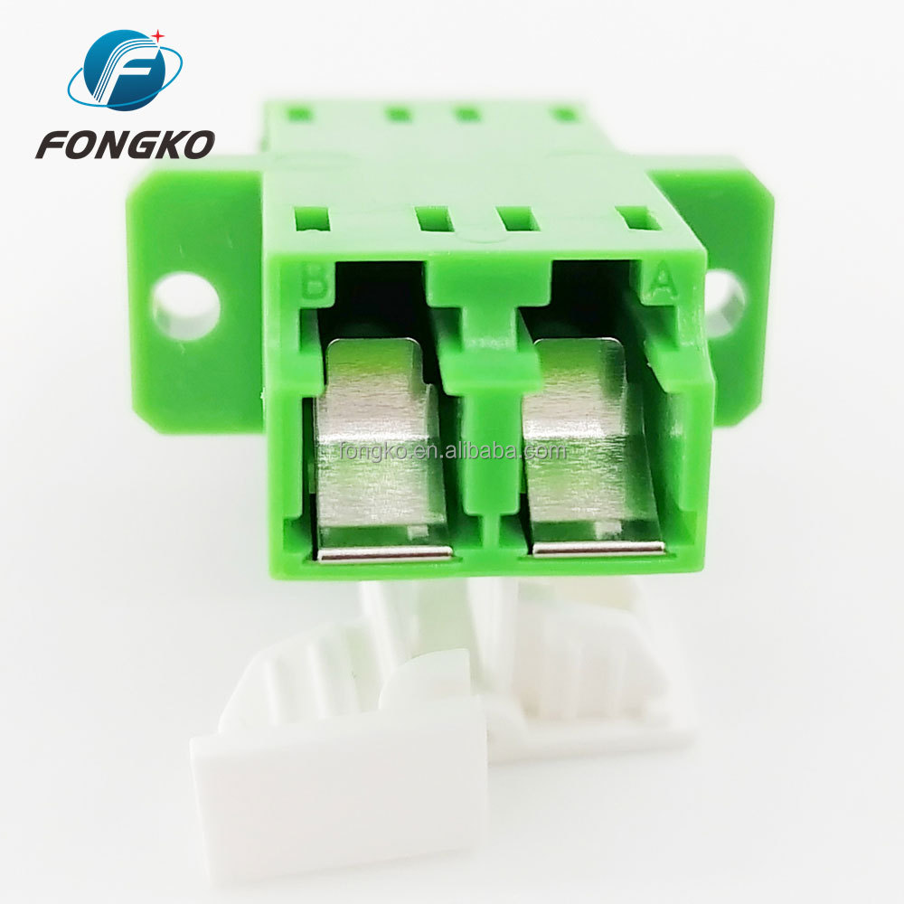 Duplex Single Mode Fiber Optic Adapter With Flange LC APC