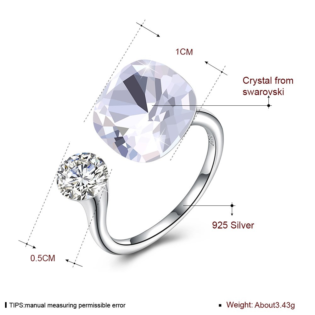 3.43 Gram 0.5cm Sterling Silver Jewelry Sets 925 Graduation Open Band Diamond Ring