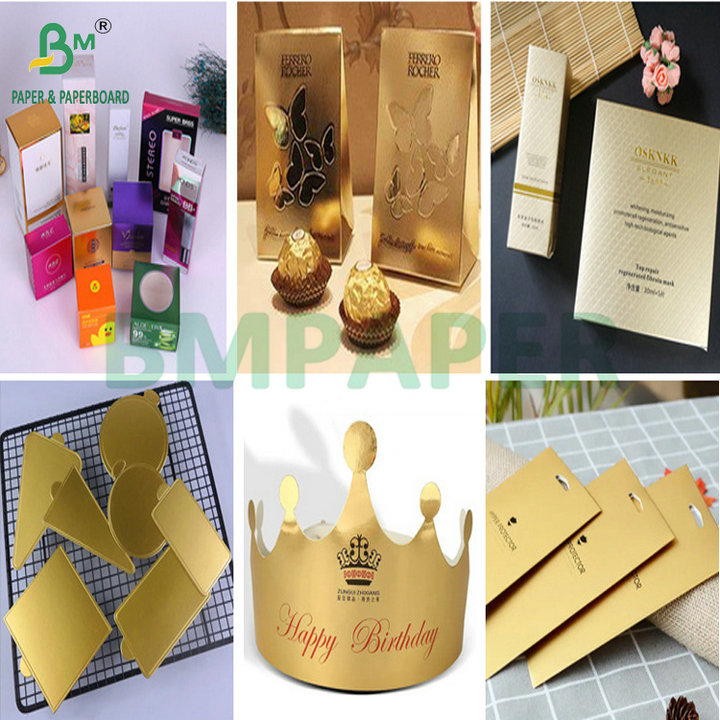 400gsm 425gsm Gold Metallic Cardstock For Making Packaging Box