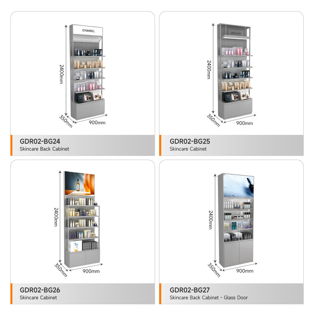 Skincare Display Table Grey Wooden Counter, Fashionable And Simple For Luxury Shop Cabinet And Premium Store Shelf